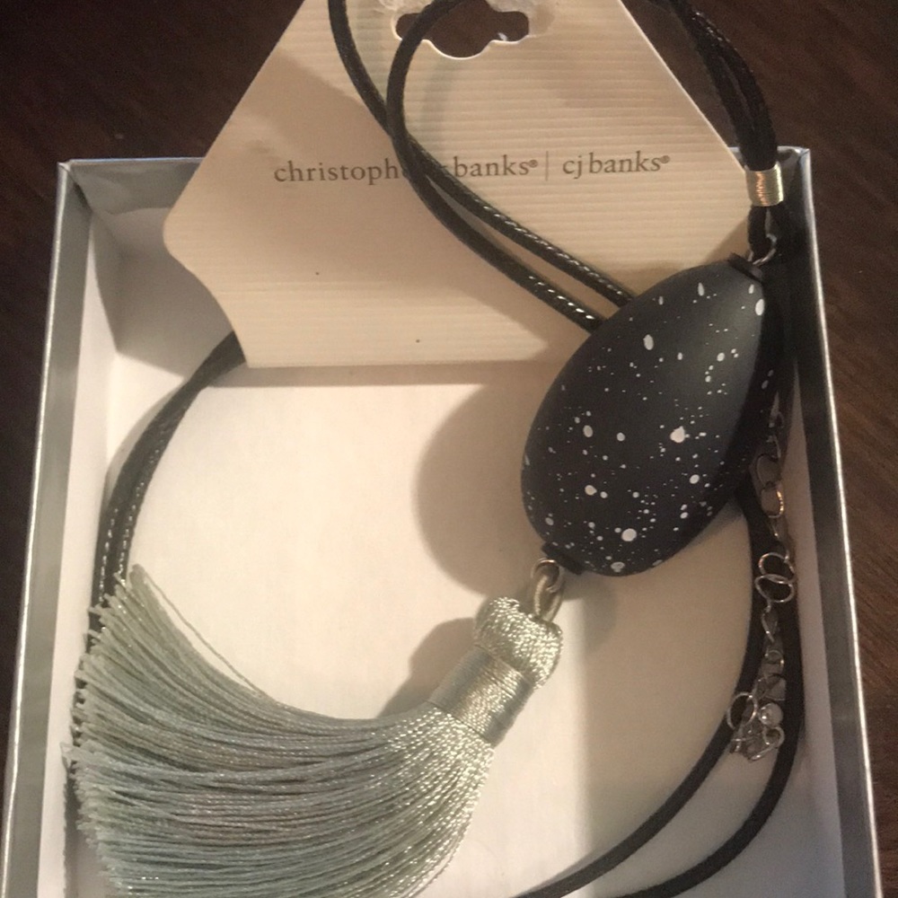 Long black and silver necklace